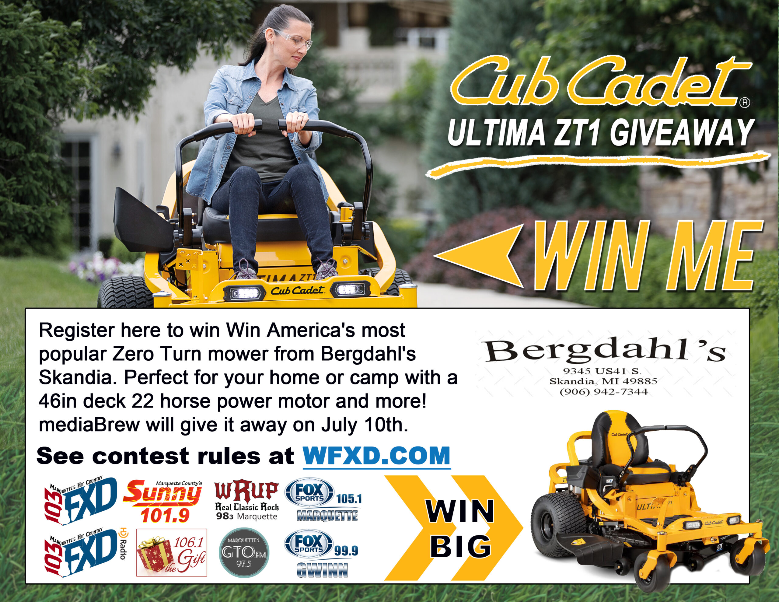 Enter for a chance to win the Cub Cadet Ultima ZT1 mower!